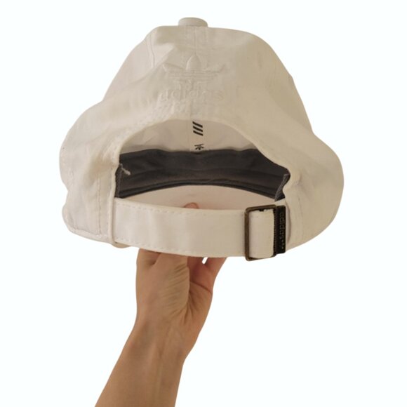 White ADIDAS Casual Logo Baseball Hat Adjustable OSFM - Picture 3 of 7